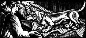 wood-engraving original print: First Dog for Four Tales from Hans Andersen